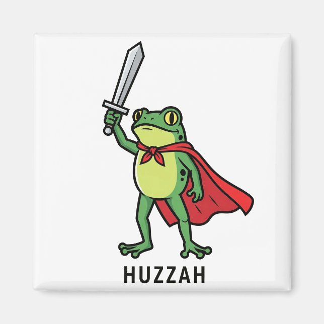 Huzzah Frog Knight Funny Sword Meme Zitat Magnet (Vorne)