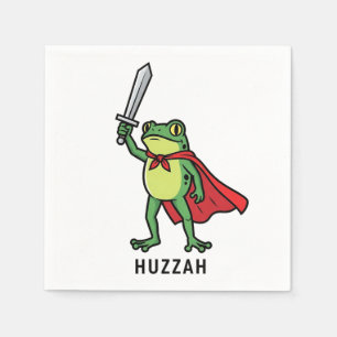 Huzzah Frog Knight Funny Sword Meme Zitat Serviette