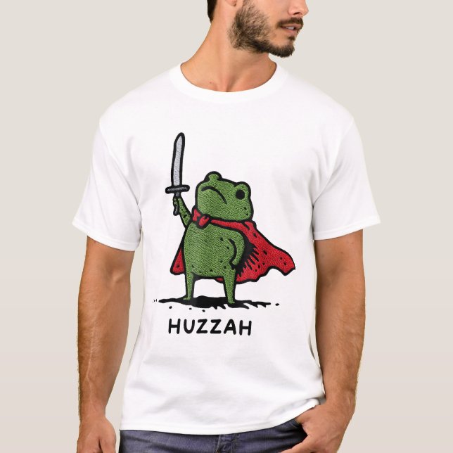 Huzzah Frog Knight Sword Quote T-Shirt (Vorderseite)