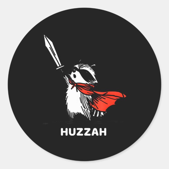 Huzzah Raccoon Knight Funny Sword Meme Quote  Runder Aufkleber (Vorderseite)