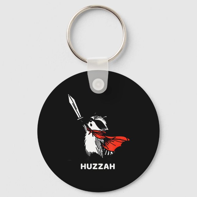 Huzzah Raccoon Knight Funny Sword Meme Quote  Schlüsselanhänger (Vorderseite)