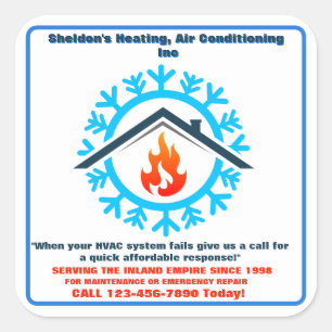 HVAC Company Furnace AC Unit Advert 2 Quadratischer Aufkleber