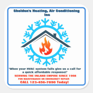 HVAC Company Furnace AC Unit Advert 2 Quadratischer Aufkleber
