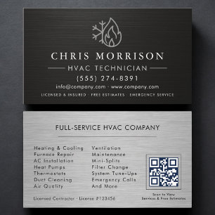 HVAC-Dienstleistungen QR-Code Schwarz Visitenkarte