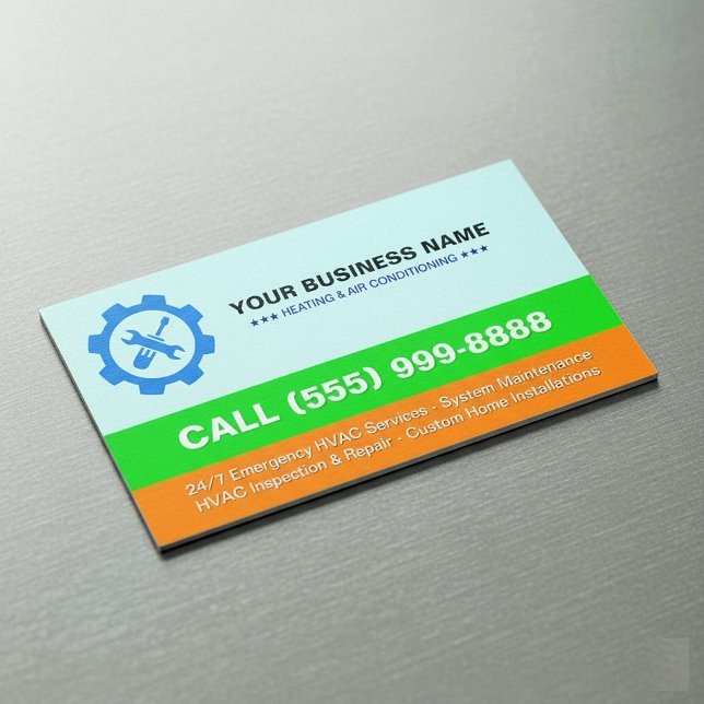 HVAC Heating Air Conditioning | Professional Logo  Magnetische Visitenkarte (HVAC Heating & Air Conditioning Professional Business Card)