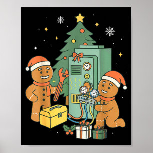 Hvac Lebkuchen Weihnachts Techniker Bau Poster