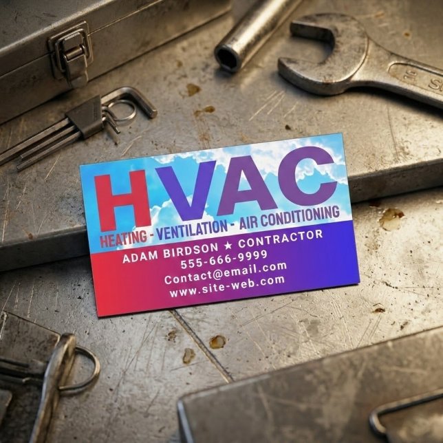 HVAC Service (Heating, Cooling, Air Conditioning) Magnetische Visitenkarte (HVAC business card magnets, air conditioning service magnet, heating repair business cards)