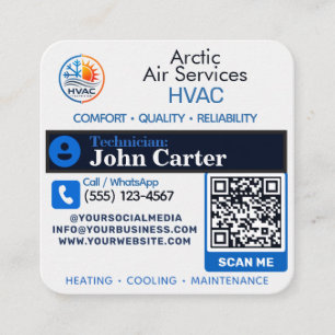 HVAC-Slogans-Techniker-Logo-QR-Code Quadratische Visitenkarte