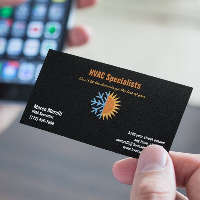 HVAC-Spezialisten für Heizung und Kühlung Visitenkarte (Von Creator hochgeladen)