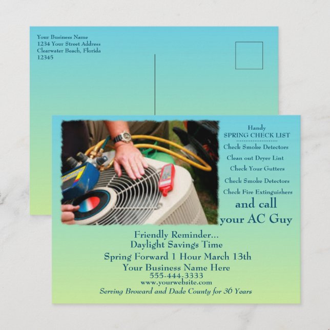 HVAC Tageslichteinsparungen Postkarte (Vorne/Hinten)