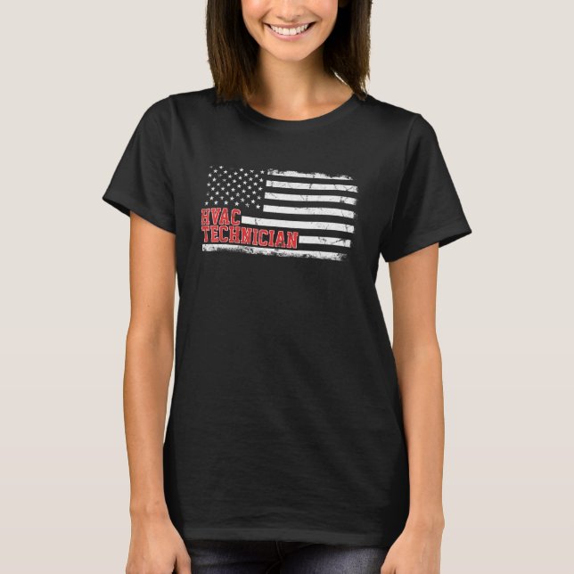 Hvac Technician US American Flag Hvac Tech T-Shirt (Vorderseite)