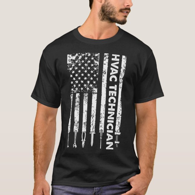 HVAC Technique US Flag Funny HVAC Tech  T-Shirt (Vorderseite)
