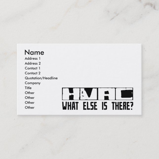 HVAC, was sonst es gibt? Visitenkarte (Vorderseite)