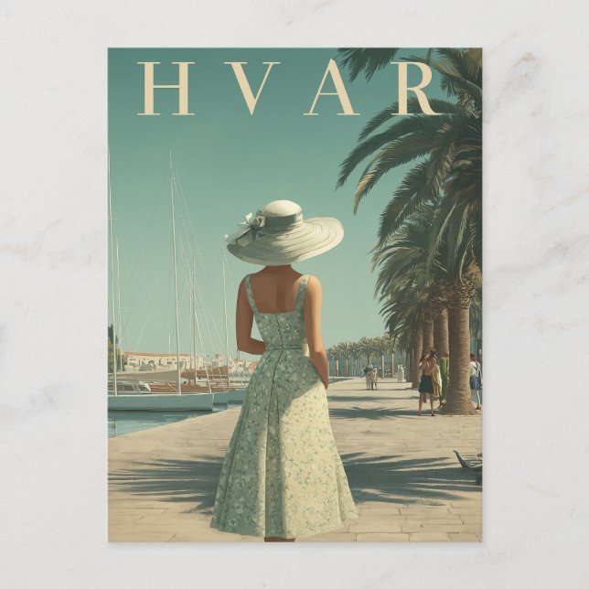 Hvar 50er Vintage Reise Postkarte (Vorderseite)