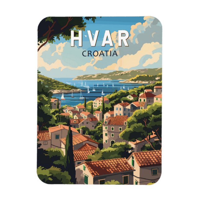 Hvar Croatia Reisen Art Vintag Magnet (Vertikal)
