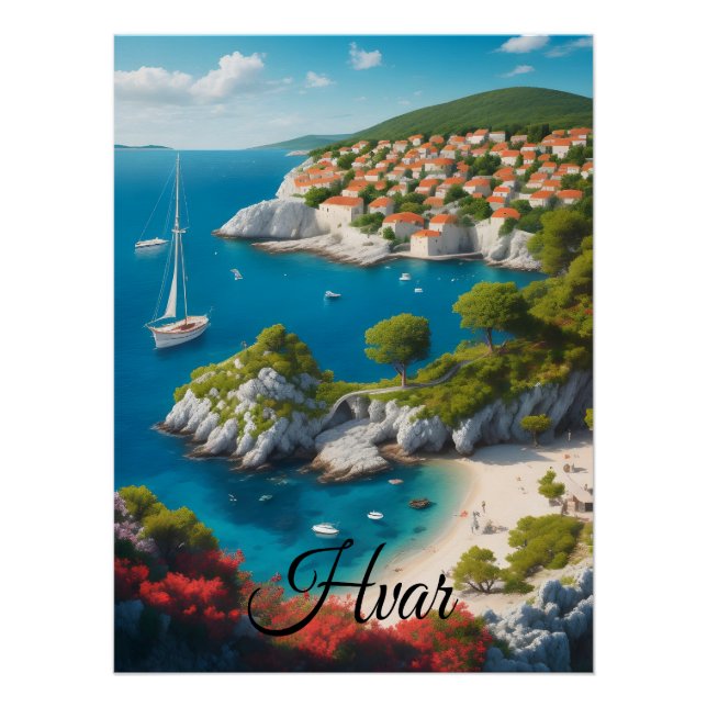 Hvar Kroatien Reiseplakat Poster (Vorderseite)