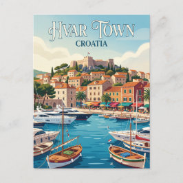 Hvar Stadt Hafen Kroatien Postkarte