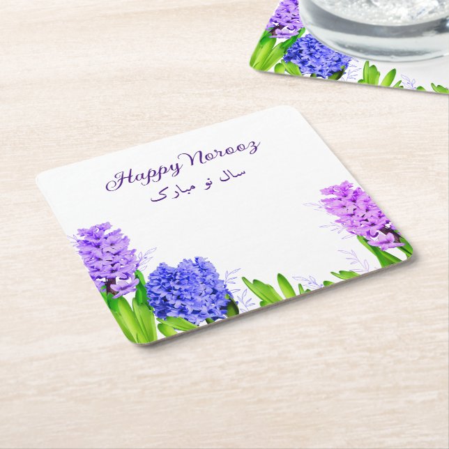 Hyacinth Blume Lila Blue Pink Happy Norooz Rechteckiger Pappuntersetzer (angewinkelt)