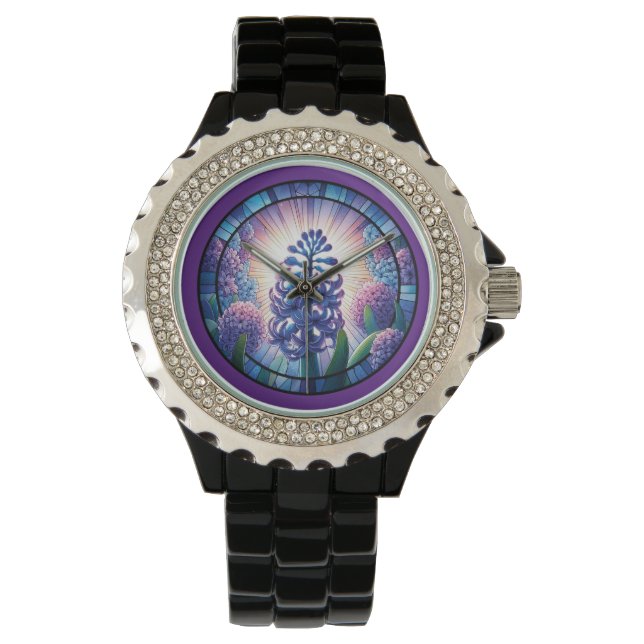 Hyacinth - Feste Glaskunst Armbanduhr (Vorderseite)
