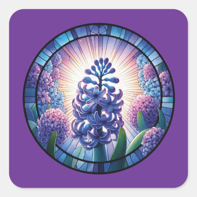 Hyacinth - Feste Glaskunst Quadratischer Aufkleber (Vorderseite)