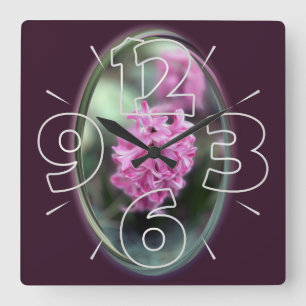Hyacinth in spring quadratische wanduhr