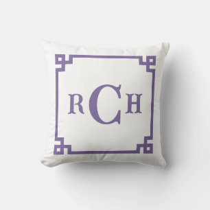 Hyacinth Lila Chinoiserie Griechisches Schlüsselmo Kissen