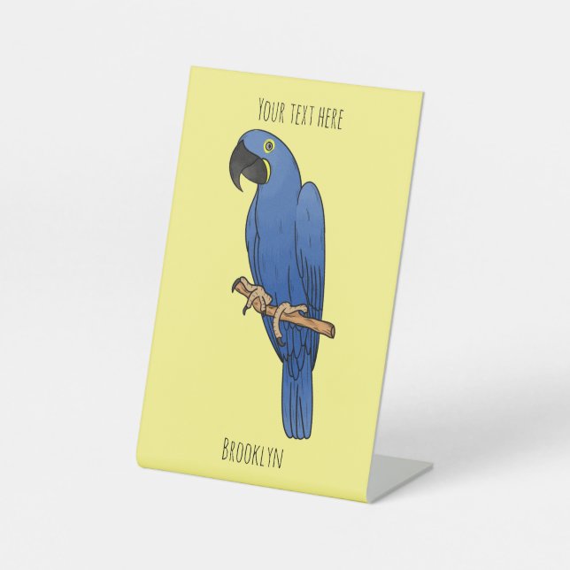 Hyacinth macaw bird cartoon illustration sockelschild (Vorderseite)