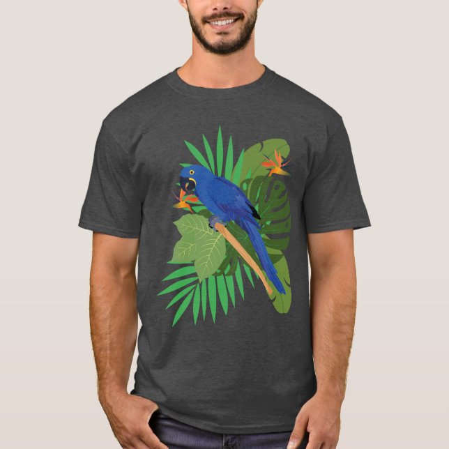 Hyacinth macaw with leaves T-Shirt (Vorderseite)