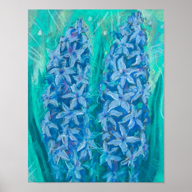 Hyacinths Sping Blume Ostern Geschenk Blumenmalere Poster (Vorne)