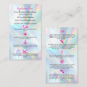 Hyaluron Pen Filler Aftercare Instruction Cards Visitenkarte