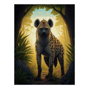 Hyäne auf einer Waldlichtung Poster
