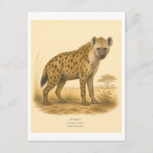 Hyäne-Illustration im Vintage-Stil Postkarte