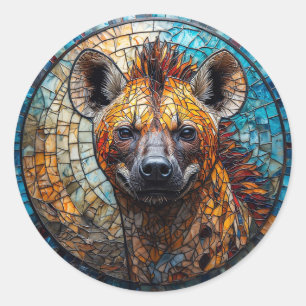 ✨ Hyänen-Wildlife-Mosaik-Kunst Runder Aufkleber