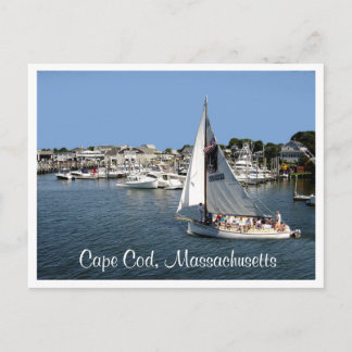 Hyannis Harbour Cape Cod Mass Boats Post Card Postkarte