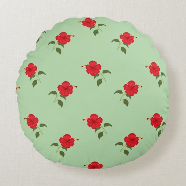 Hybiscus Rundes Kissen (Vorderseite)