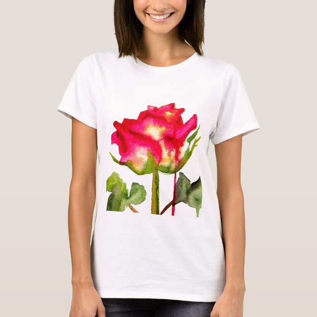 Hybrid Tee Rose Aquarell Moderne Blume Kunst (Vorderseite)