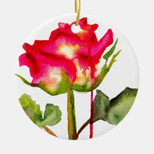 Hybrid Tee Rose Aquarell Moderne Blume Kunst Keramik Ornament