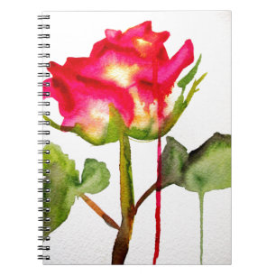 Hybrid Tee Rose Aquarell Moderne Blume Kunst Notizblock