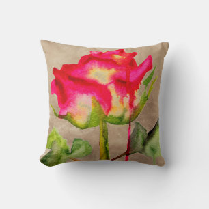 Hybrid Tee Rose grunge Pop Kunst Aquarell Blume Kissen