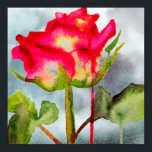 Hybrid Tee Rose Pop Aquarell Moderne Blume Poster<br><div class="desc">Eine große,  lebendige und farbenfrohe Hybrid Tea Rose aus einem originalen Aquarellbild der Künstlerin Sacha Grossel. Diese rosa,  krummige und gelbe botanische Rose im Blumenstil ist im modernen flüssigen Stil bemalt und wird durch Pop-Kunstdesign inspiriert. Für Blume und Rose Liebhaber überall.</div>