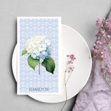 Hydangea Blue Damask Personalisiertes Gästetuch