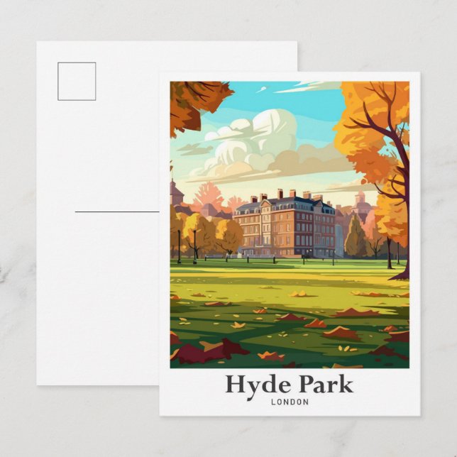 Hyde Park London England Travel Illustration Postkarte (Vorne/Hinten)