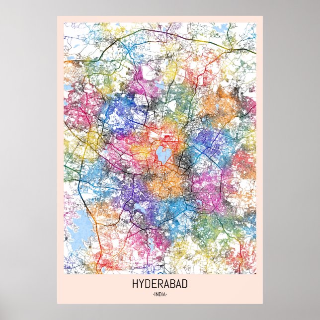 Hyderabad India City Map Poster (Vorne)