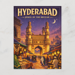 Hyderabad, Indien, in einer klassischen Retro-Reis Postkarte