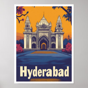 Hyderabad Indien Kunst Vintage Reise Illustration Poster
