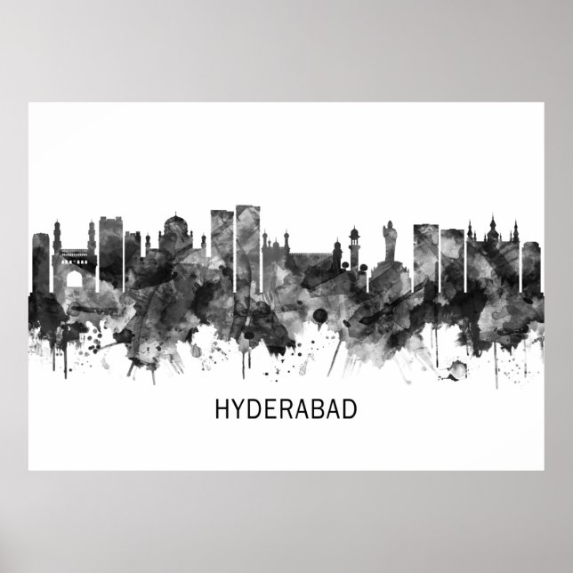 Hyderabad Telangana Skyline BW Poster (Vorne)