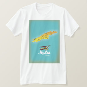 Hydra Griechenland Retro-Karte T-Shirt