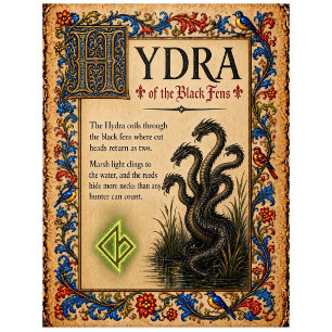 Hydra, mittelalterliche Bestiarien-Kunst Postkarte