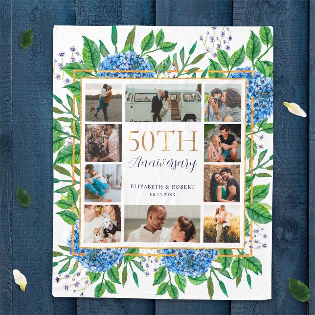 Hydrangea 50-jähriges individuelles FotoCollage Fleecedecke (Von Creator hochgeladen)