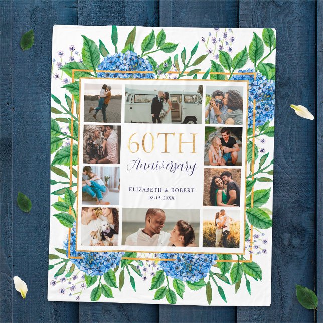 Hydrangea 60-jähriges individuelles FotoCollage Fleecedecke (Von Creator hochgeladen)